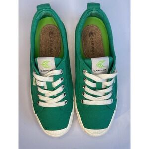 Cariuma Canvas Low Top Sneakers Green White Laces Women 6 Men 4.5